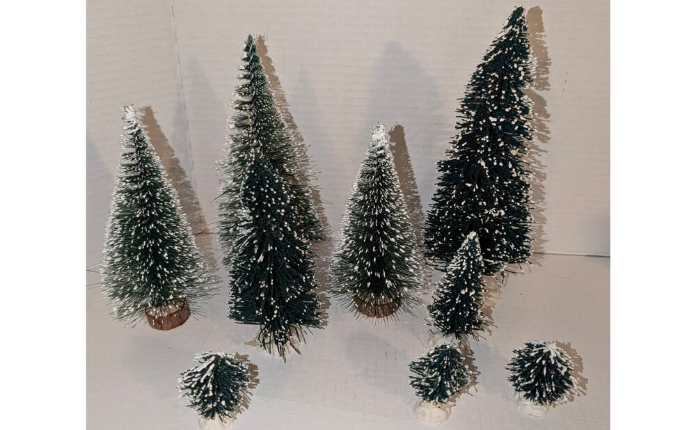 Bottle Brush Pine Christmas Village Trees - Set of 9 Lenox